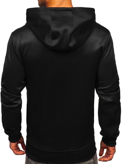 Czarna z nadrukiem bluza męska z kapturem Denley B10110