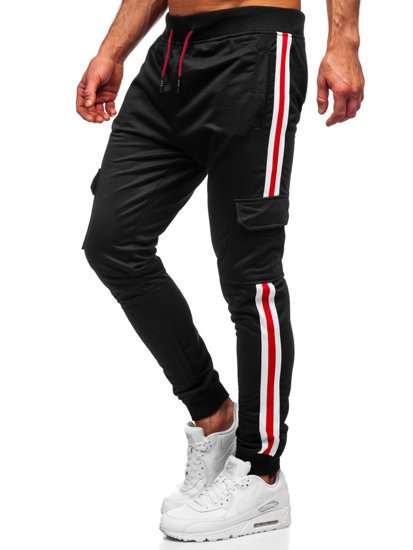 Czarne joggery dresowe bojówki spodnie męskie Denley YLB88018