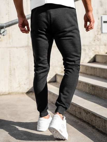 Czarne joggery dresowe spodnie męskie Denley K10019