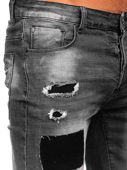 Czarne krótkie spodenki jeansowe męskie Denley MP0037N