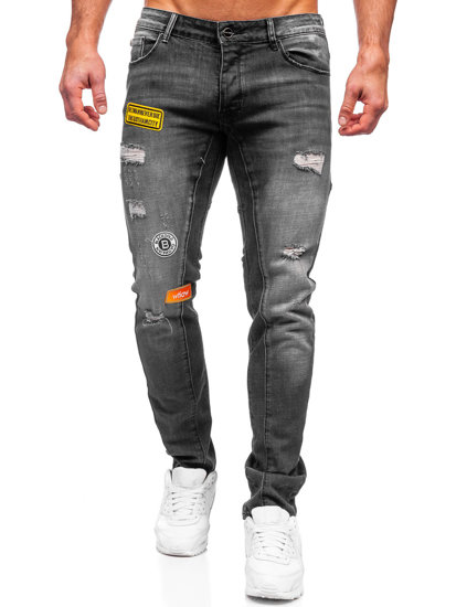 Czarne spodnie jeansowe męskie regular fit Denley MP0047N