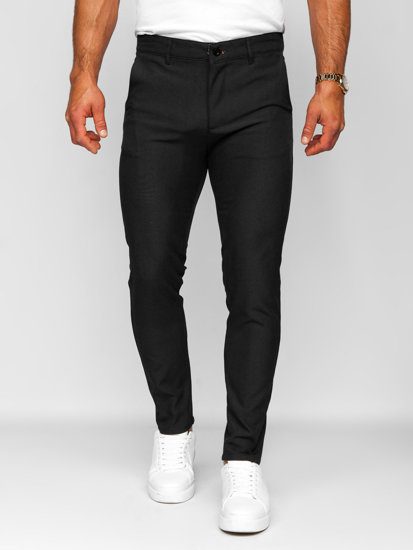 Czarne spodnie materiałowe chinosy męskie Denley 0031