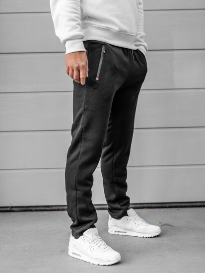 Czarne spodnie męskie dresowe Denley JX6209A