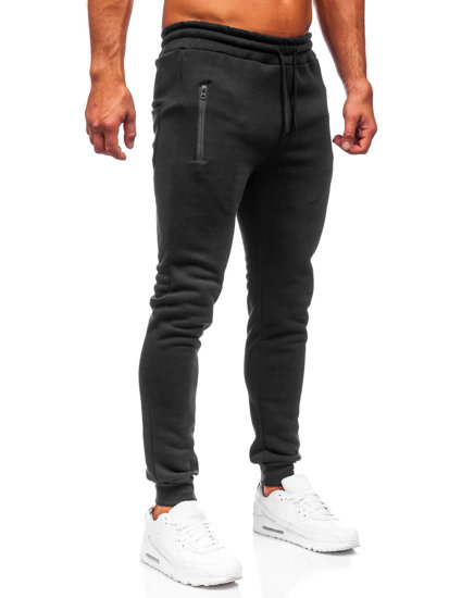 Czarne spodnie męskie joggery dresowe Denley 2165