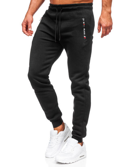 Czarne spodnie męskie joggery dresowe Denley JX6007