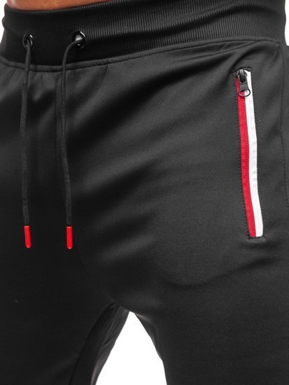 Czarne spodnie męskie joggery dresowe Denley K10276