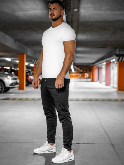 Czarne spodnie męskie joggery dresowe Denley K10352