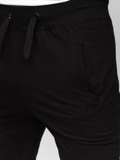Czarne spodnie męskie joggery dresowe Denley XW02A