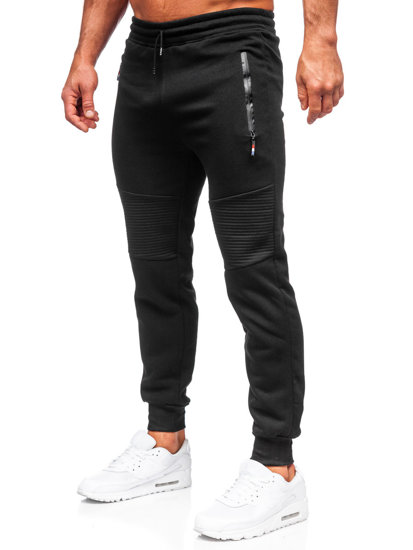 Czarne spodnie męskie joggery dresowe Denley YK182