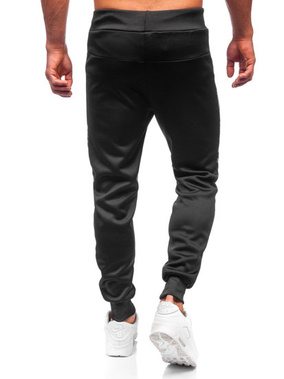 Czarno-srebrny spodnie męskie joggery dresowe Denley HM665