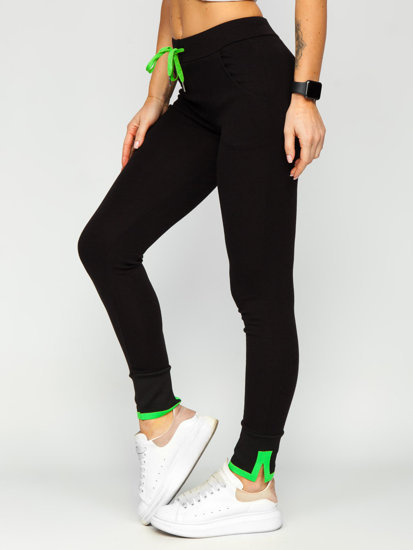 Czarno-zielone spodnie dresowe damskie Denley CYF802NM