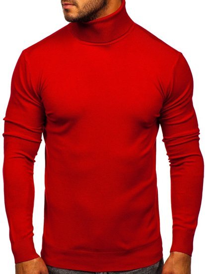 Czerwony golf sweter męski bez nadruku Denley YY02