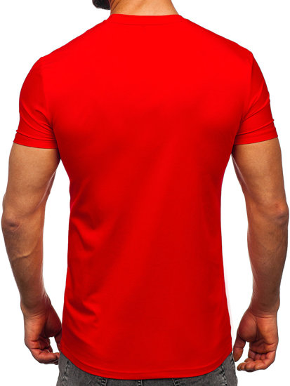 Czerwony t-shirt męski bez nadruku Denley MT3001 