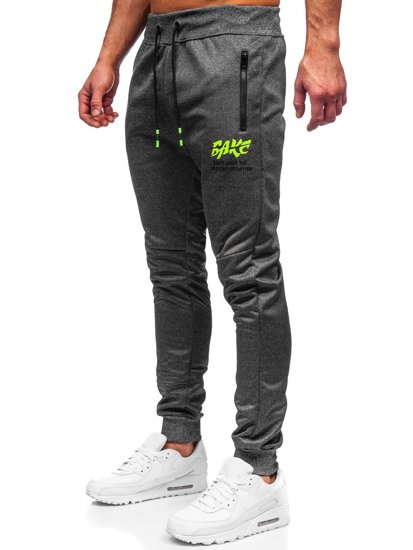 Grafitowe joggery dresowe spodnie męskie Denley K50005
