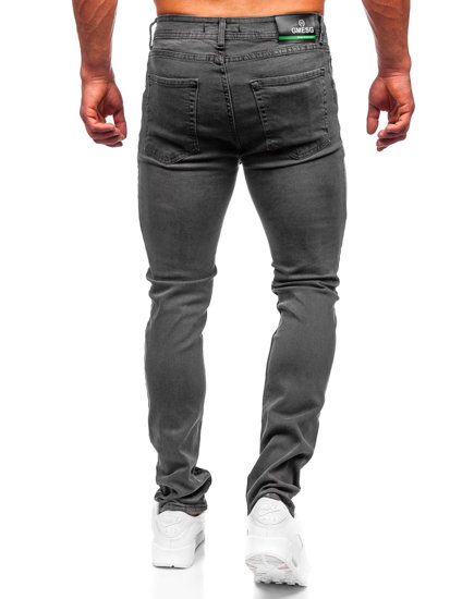 Grafitowe spodnie jeansowe męskie slim fit Denley 6220
