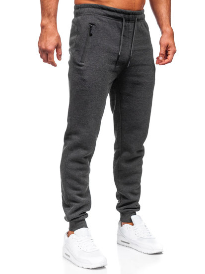 Grafitowe spodnie męskie joggery dresowe Denley JX6009