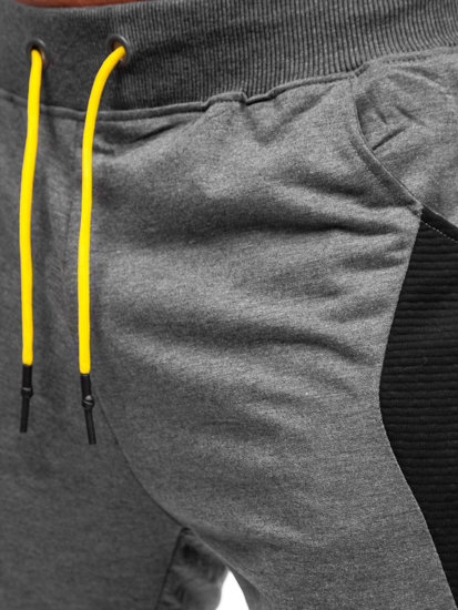 Grafitowe spodnie męskie joggery dresowe Denley K10207
