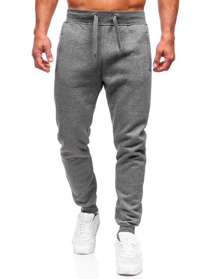 Grafitowe spodnie męskie joggery dresowe Denley XW06