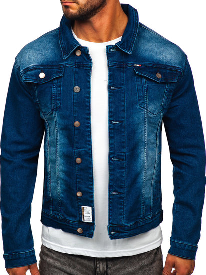 Granatowa jeansowa kurtka męska Denley MJ512BS