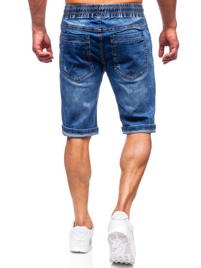 Granatowe jeansowe krótkie spodenki męskie Denley K15010