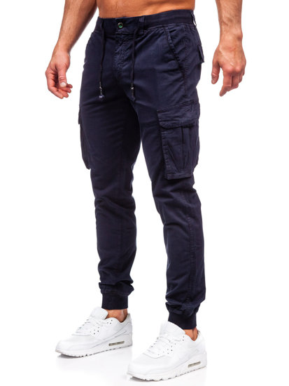Granatowe spodnie jeansowe joggery bojówki męskie Denley ZK7812