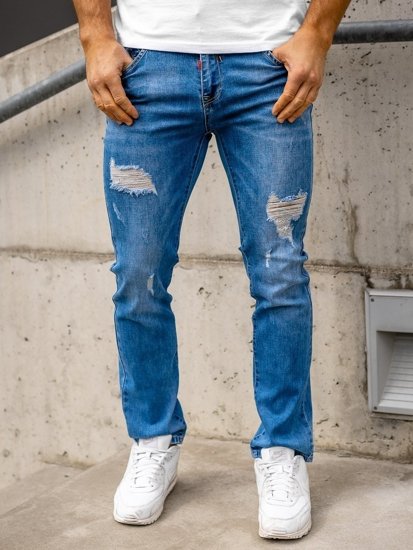 Granatowe spodnie jeansowe męskie regular fit Denley KA1700