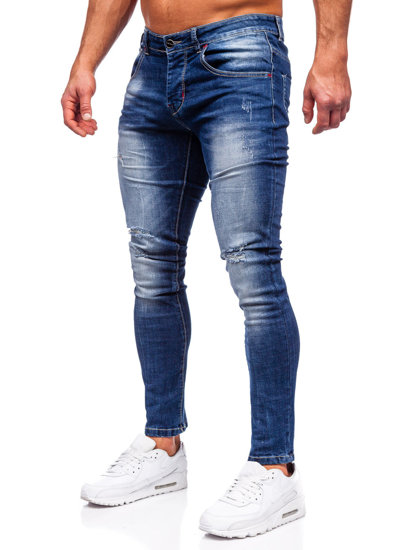 Granatowe spodnie jeansowe męskie slim fit Denley MP0024B