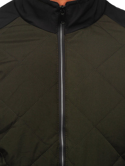 Khaki pikowana kurtka męska przejściowa Denley 84M3022