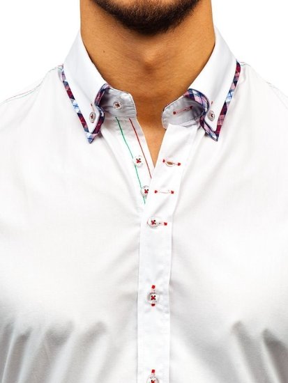 Koszula męska elegancka z długim rękawem biała Bolf 2701