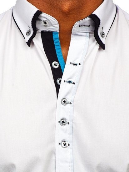 Koszula męska elegancka z długim rękawem biała Bolf 3708