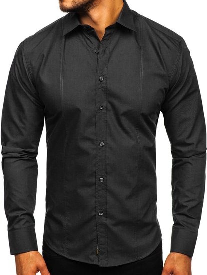 Koszula męska elegancka z długim rękawem czarna Bolf 4705G