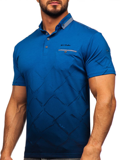 Niebieska koszulka polo męska Denley 192650