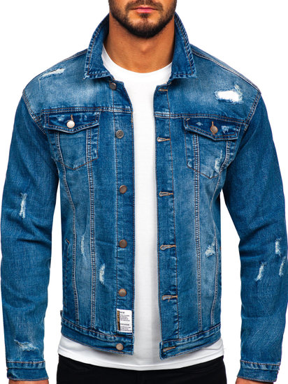 Niebieska kurtka jeansowa męska Denley MJ507B