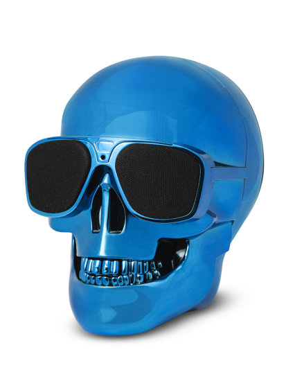 Niebieski głośnik bezprzewodowy czaszka bluetooth V5522