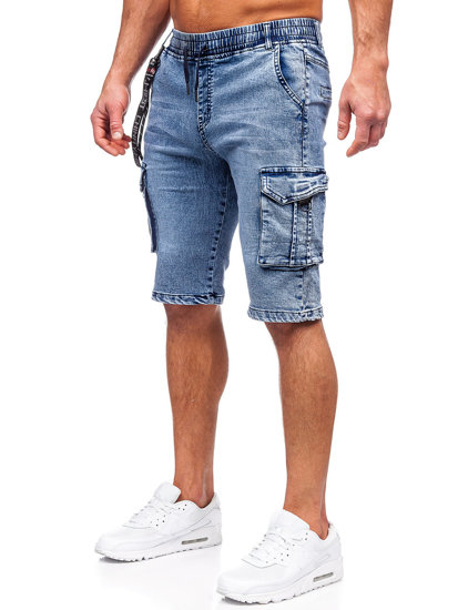 Niebieskie krótkie spodenki jeansowe bojówki męskie Denley HY821