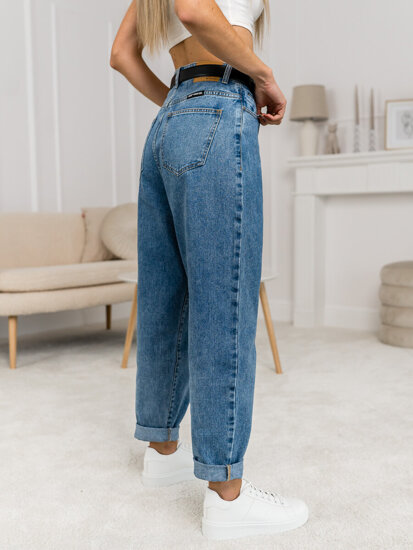 Niebieskie spodnie jeansowe damskie slouchy Denley BS586
