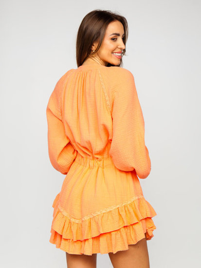Pomarańczowa muślinowa sukienka damska kombinezon Denley 8219
