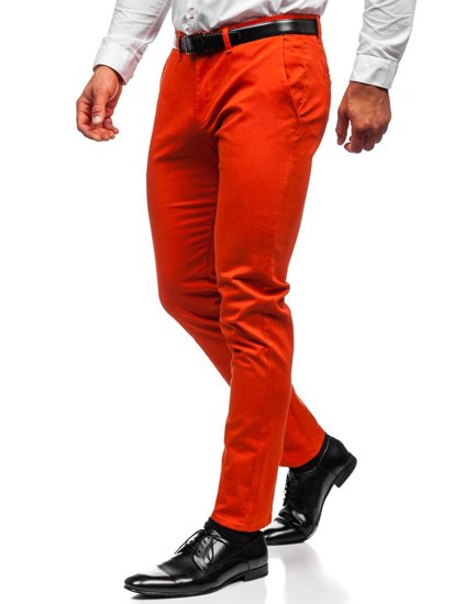 Pomarańczowe spodnie chinosy męskie Denley 1143
