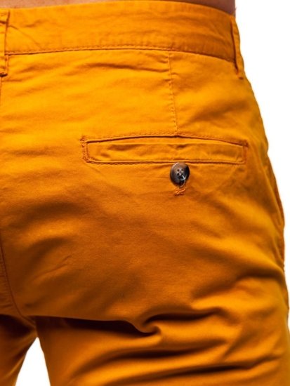 Pomarańczowe spodnie chinosy męskie Denley 1146