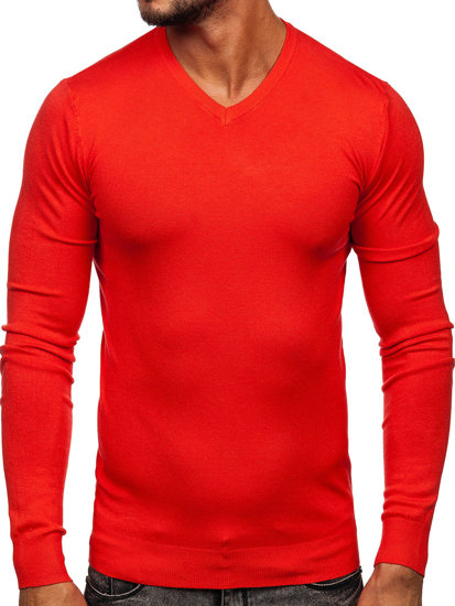 Pomarańczowy sweter męski w serek Denley YY03