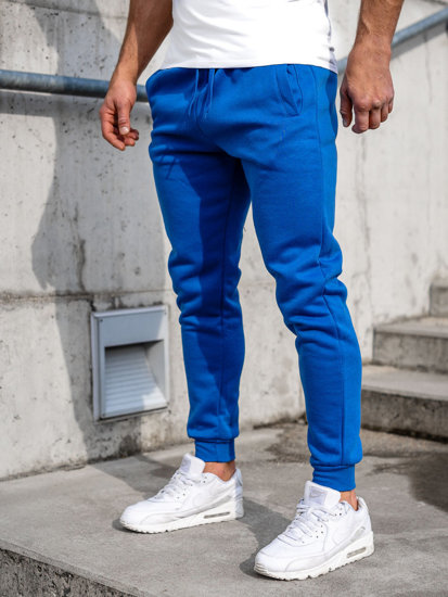 Spodnie męskie joggery dresowe niebieskie Denley CK01