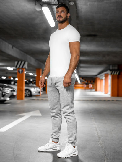 Spodnie męskie joggery dresowe  szare Denley XW01-A