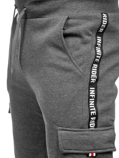 Szare bojówki spodnie męskie joggery dresowe Denley JX8715
