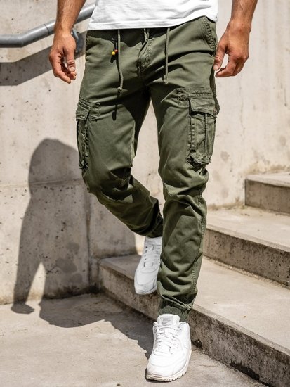 Zielone spodnie joggery bojówki męskie Denley CT6703
