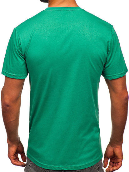 Zielony bawełniany t-shirt męski z nadrukiem Denley 14752