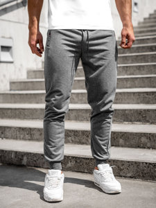 Antracytowe spodnie męskie joggery dresowe Denley JX5003A