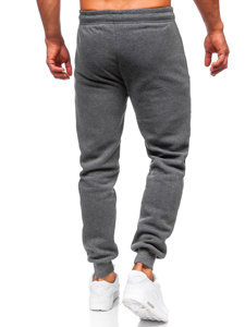 Antracytowe spodnie męskie joggery dresowe Denley JX6007