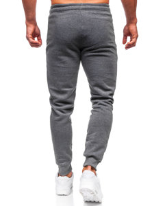 Antracytowe spodnie męskie joggery dresowe Denley JX6009