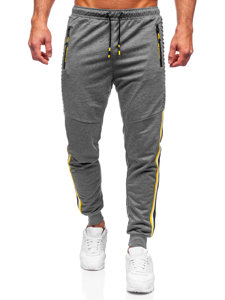 Antracytowe spodnie męskie joggery dresowe Denley K10329