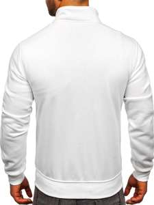 Biała bluza męska na stójkę rozpinana Denley B2002